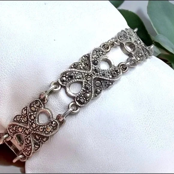 🌺Vintage Sterling Marcasite Bracelet - Picture 3 of 10